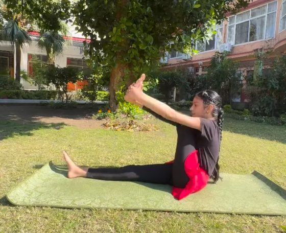Outdoor yoga session in a garden